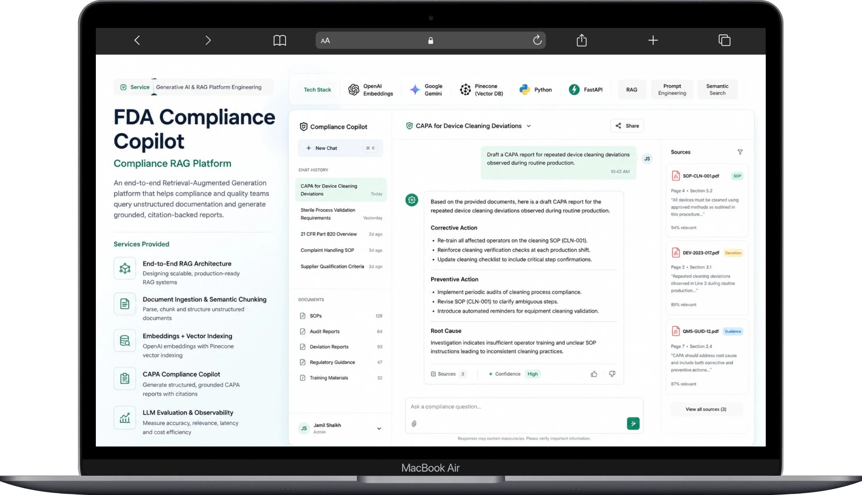 FDA Compliance Copilot project screenshot